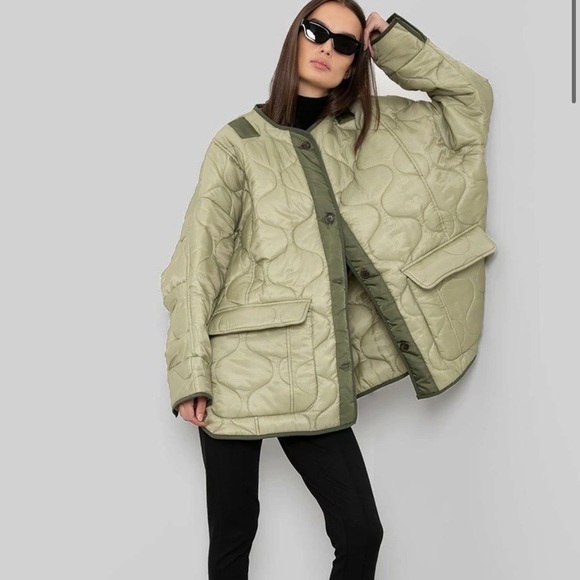 FRANKIE SHOP TEDDY QUILTED JACKET - MOSS GREEN - Picture 1 of 5